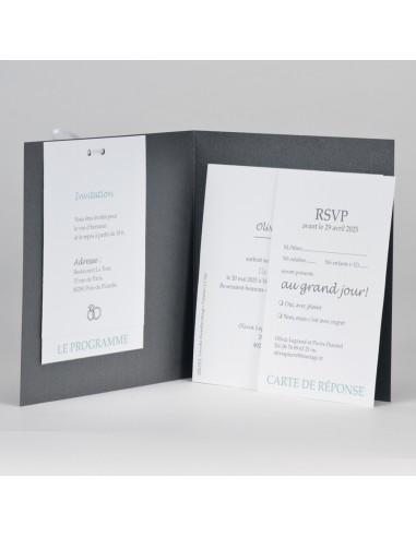 Faire-part Mariage gris avec photos Faire-part Mariage gris avec photos