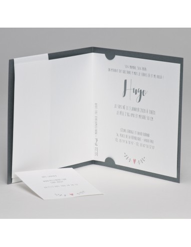 Faire-part Naissance garçon gris avec...