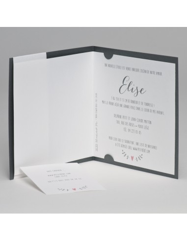 Faire-part Naissance fille gris avec...