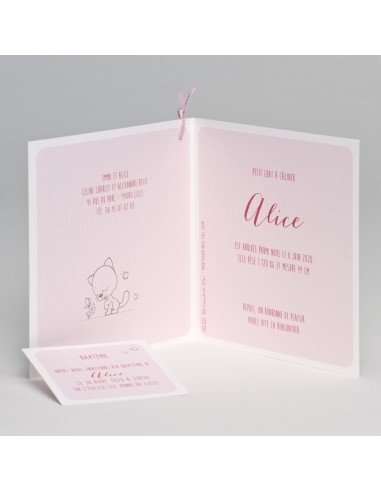 Faire-part fille Naissance rose avec...