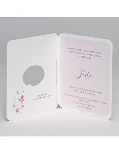 Faire-part fille Naissance fleurs rose