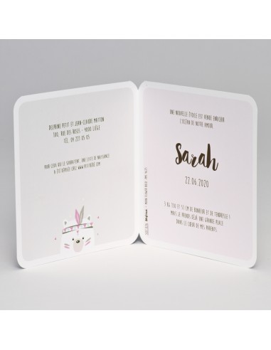 Faire-part fille Naissance rose avec...
