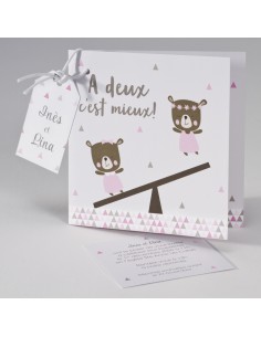 Faire-part Naissance jumelles