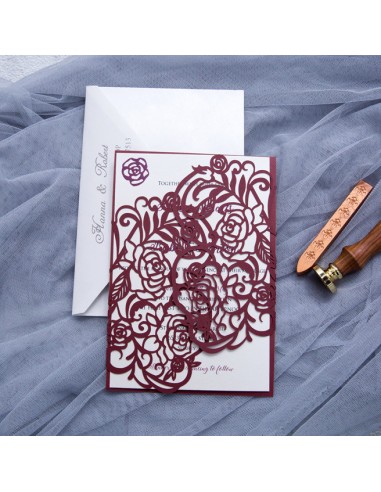 Faire-part mariage Rose en dentelle -... Faire-part mariage Rose en dentelle -...