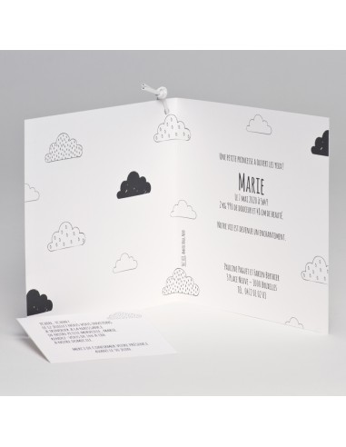 Faire-part Naissance nuages et dorure