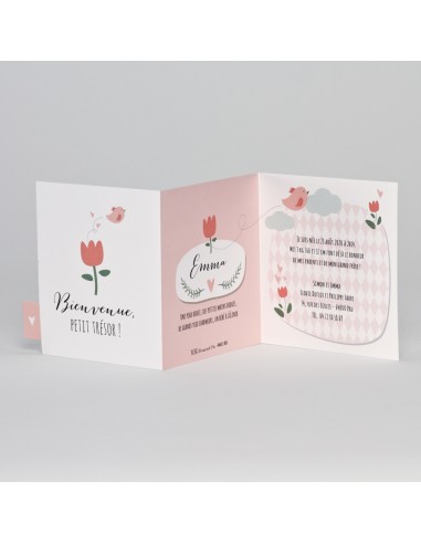 Faire-part Naissance fille pliage