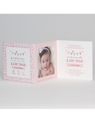 Faire-part Naissance fille pliage