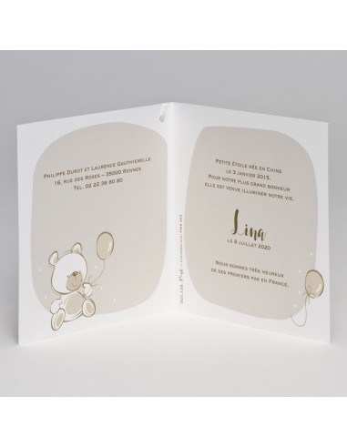 Faire-part Naissance mixte avec ourson