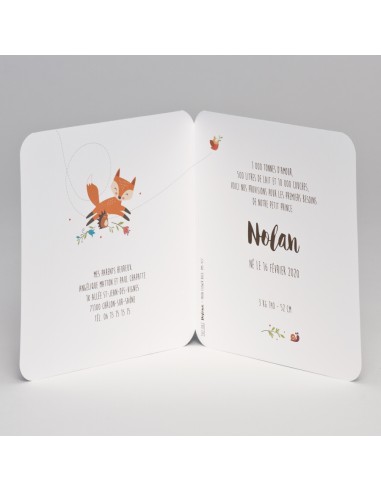 Faire-part Naissance mixte renard