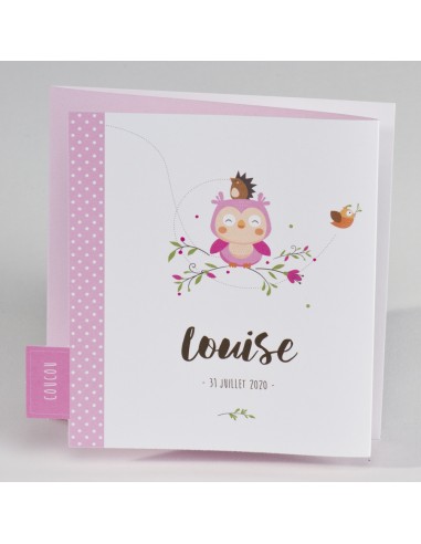 Faire-part Naissance fille oiseau pliage