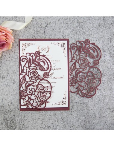 Faire-part mariage Rose en dentelle -... Faire-part mariage Rose en dentelle -...