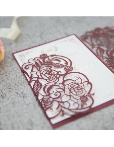 Faire-part mariage Rose en dentelle -... Faire-part mariage Rose en dentelle -...