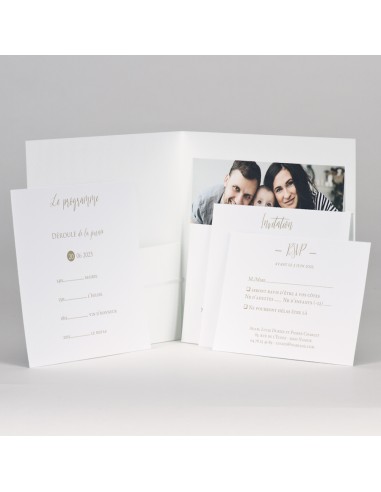 Faire-part Mariage pochette blanche...