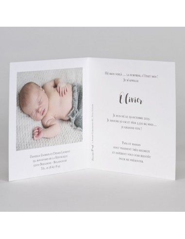 Faire-Part Naissance ourson noir et...