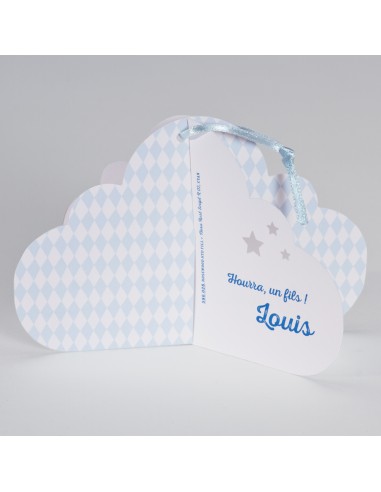 Faire-Part Naissance nuage bleu et...