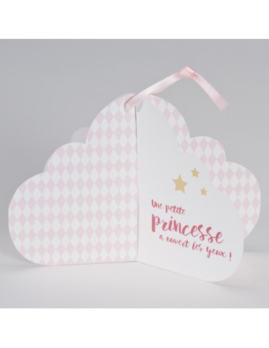 Faire-Part Naissance nuage rose et...