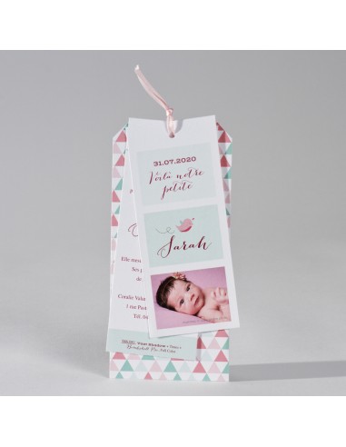 Faire-Part Naissance fille triangles...
