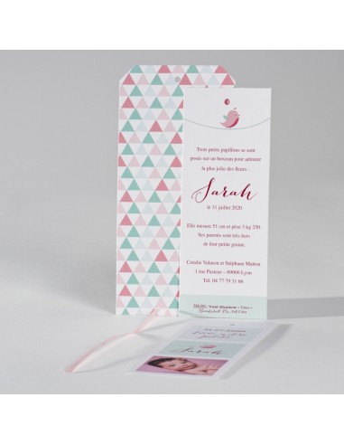 Faire-Part Naissance fille triangles... Faire-Part Naissance fille triangles...