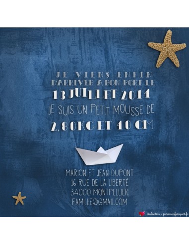 Pack Faire-part Naissance Mer -...