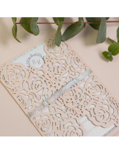 Faire-part Mariage dentelle et roses...