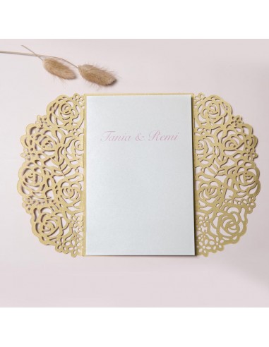 Faire-part Mariage dentelle et roses...