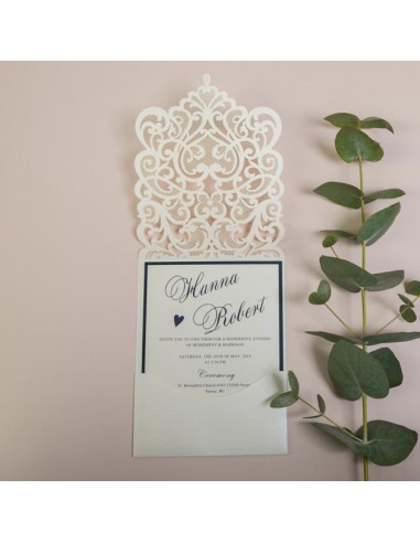 Faire-part Mariage Baroque à perle -...