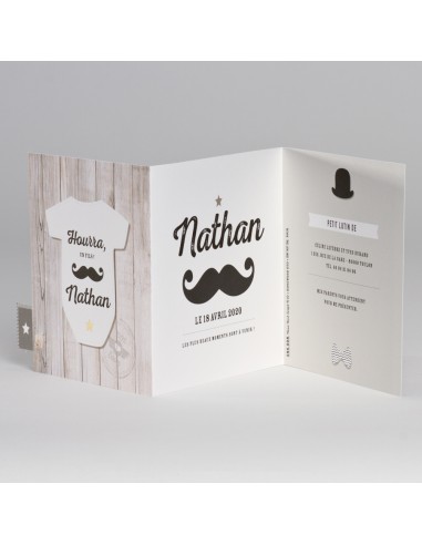 Faire-Part Naissance chapeau & moustache