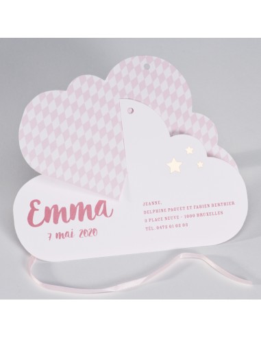 Pack Faire-Part Naissance nuage rose...