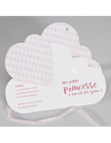 Pack Faire-Part Naissance nuage rose...