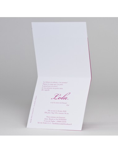 Faire-Part Naissance papillon fushia