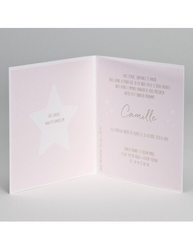 Faire-Part Naissance rose satiné &...