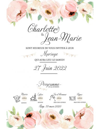 Pack Faire-Part Mariage Champêtre -...