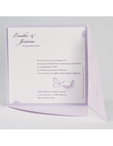 Pack Faire-part Mariage Mauve avec...