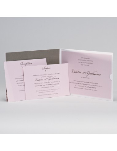 Pack Faire-part Mariage gris et rose...