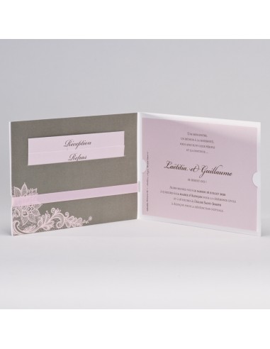Pack Faire-part Mariage gris et rose...