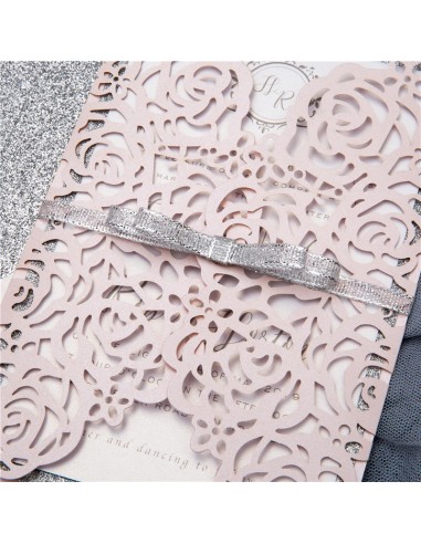 Faire-part Mariage dentelle et roses...