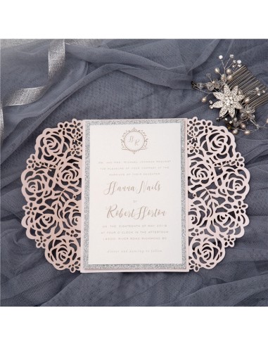 Faire-part Mariage dentelle et roses...