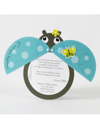 Faire-Part Naissance coccinelle bleue