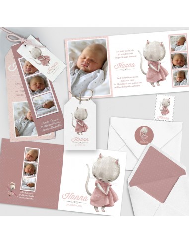 Pack Faire-part Naissance Petit Chat...