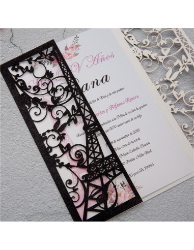 Faire-Part Mariage Tour Eiffel Glitter