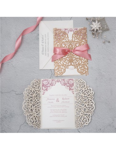 Faire-Part Mariage Pochette Roses... Faire-Part Mariage Pochette Roses...