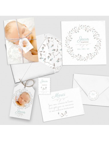 Pack Faire-part Naissance couronne de...