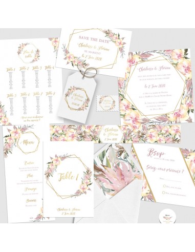 Pack Faire-part Mariage cadre fleuri...