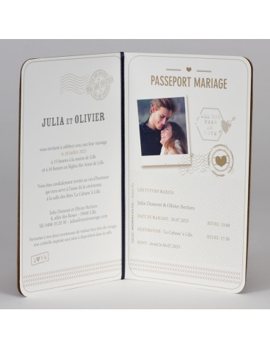 Pack Faire-part Mariage Passeport Kraft