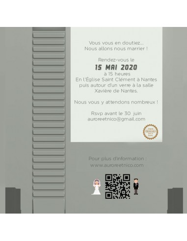 Pack Faire-part Mariage Geek -...