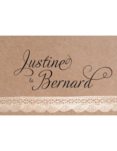 Timbre Mariage dentelle kraft - Justine