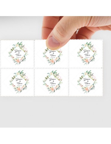 Timbre Mariage losange Floral - Alexis Timbre Mariage losange Floral - Alexis