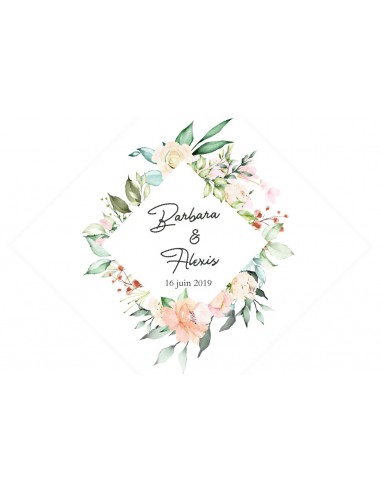 Timbre Mariage losange Floral - Alexis