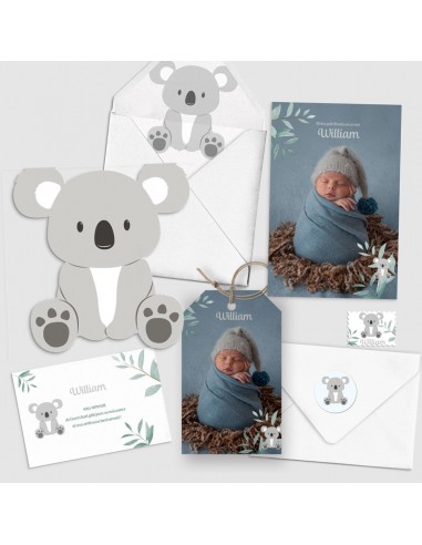 Pack Faire-part Naissance Koala -...