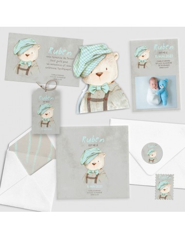 Pack Faire-part Naissance Ourson -...